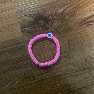 pink evil eye preppy homemade bracelet